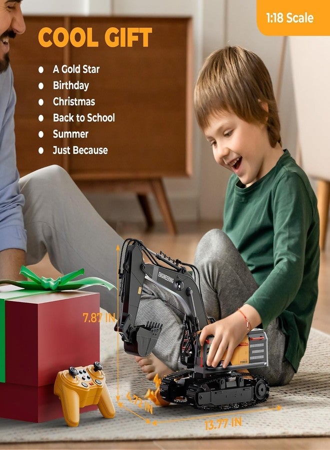 JOYJAY RC Excavator and Dump Truck Toy Set，2.4Ghz Metal Remote Control Construction Vehicle with Light&Sound, Best Christmas Toy for Boys 8+Year Old Kid - Image 4